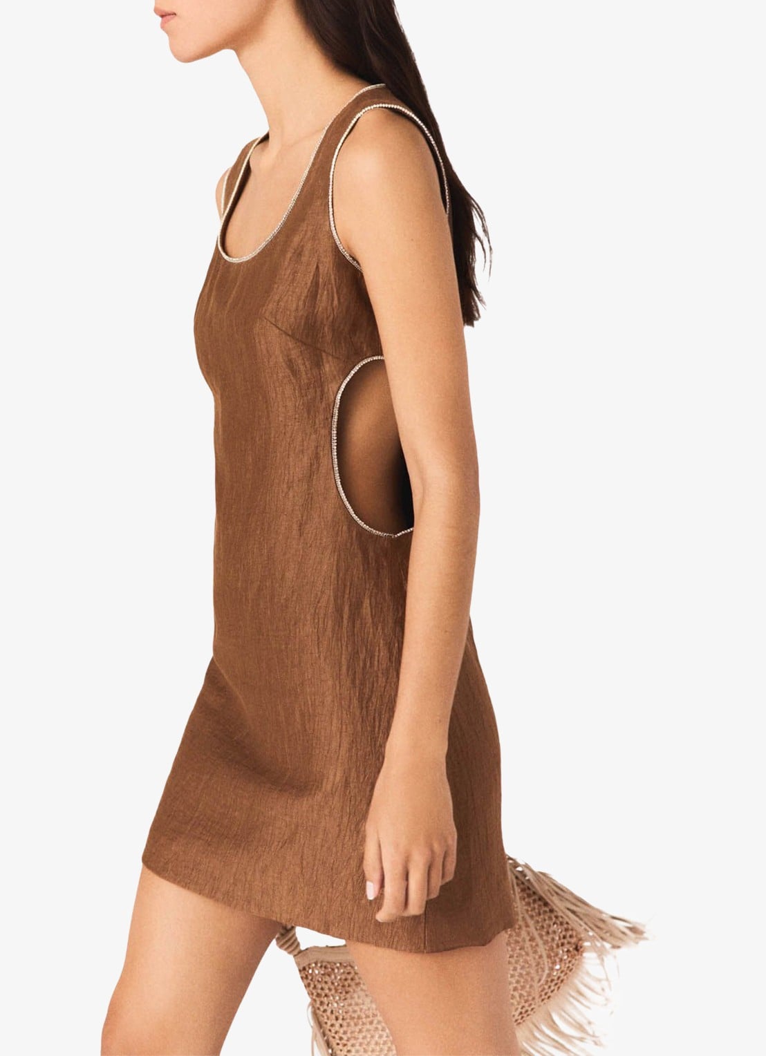 Maje Mini jurk met cut-out detail - detail 3 bruin