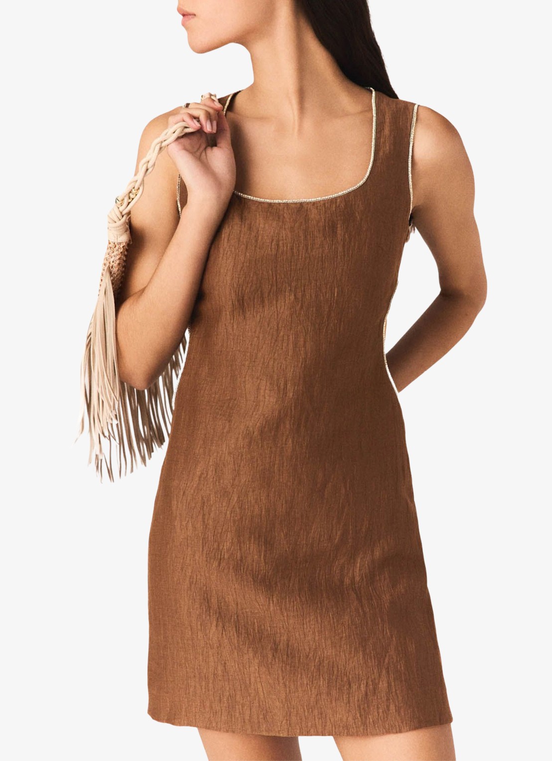 Maje Mini jurk met cut-out detail - detail 4 bruin