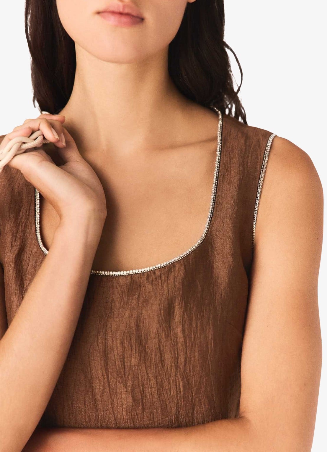Maje Mini jurk met cut-out detail - detail 6 bruin