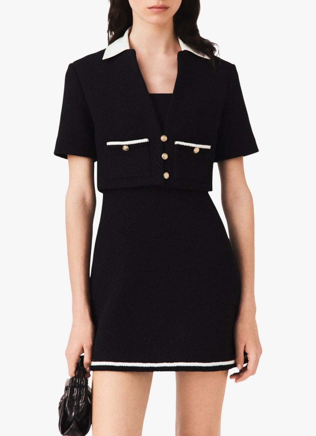 Maje Mini jurk met lurex - detail 4 zwart