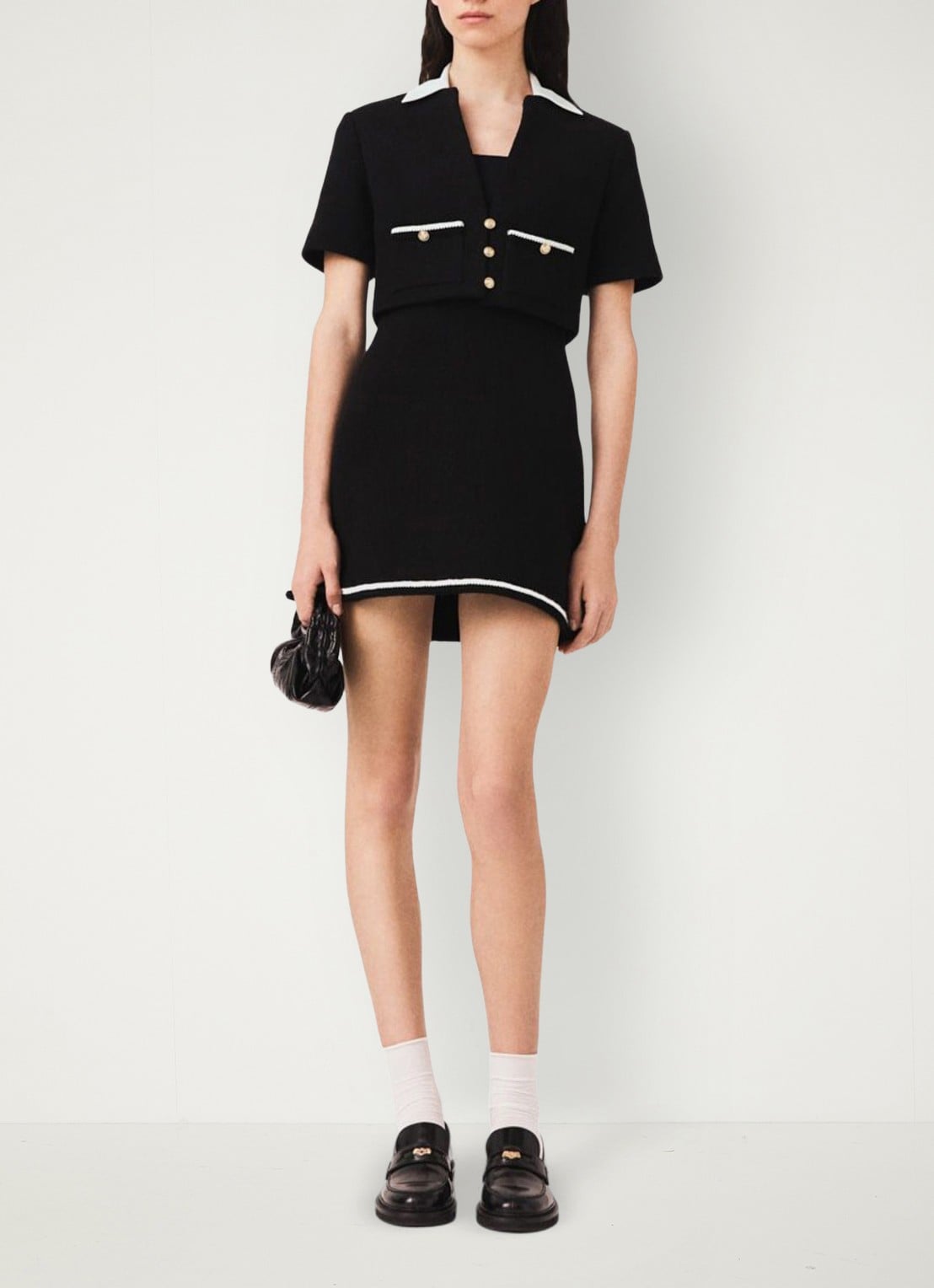Maje Mini jurk met lurex - voorkant 3 zwart