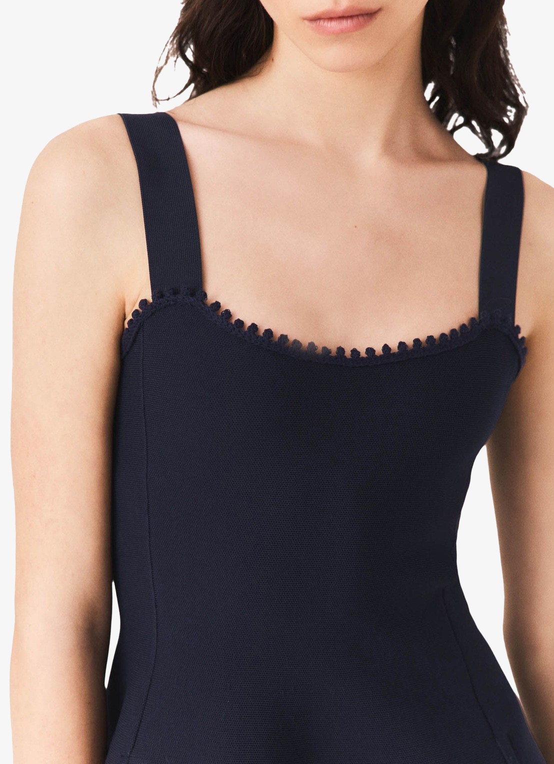Maje Mini jurk met steekzakken en borduring - detail 8 donkerblauw