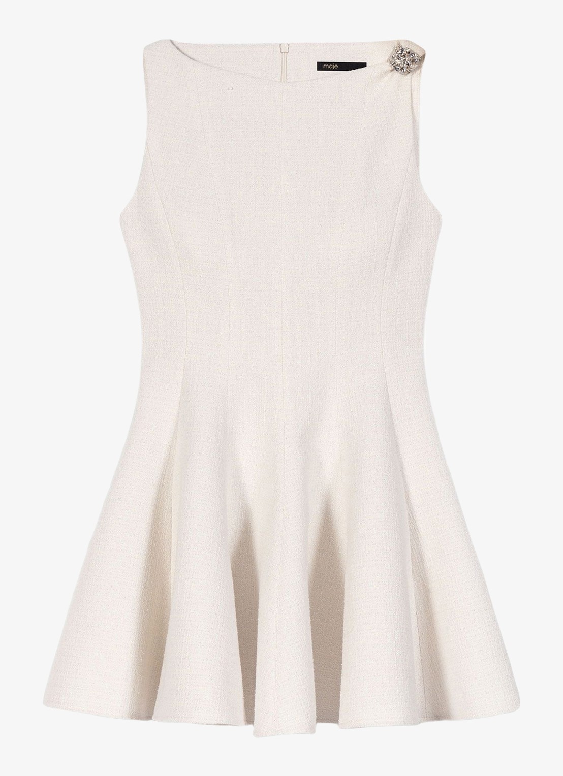 Maje Mini jurk met steekzakken - voorkant beige