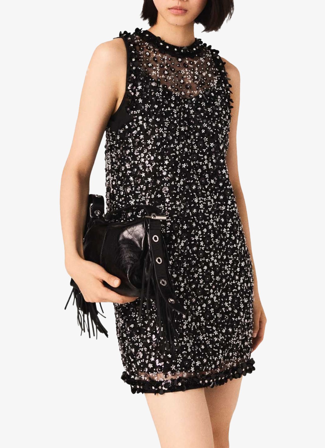 Maje Mini jurk met strass - detail 4 zwart