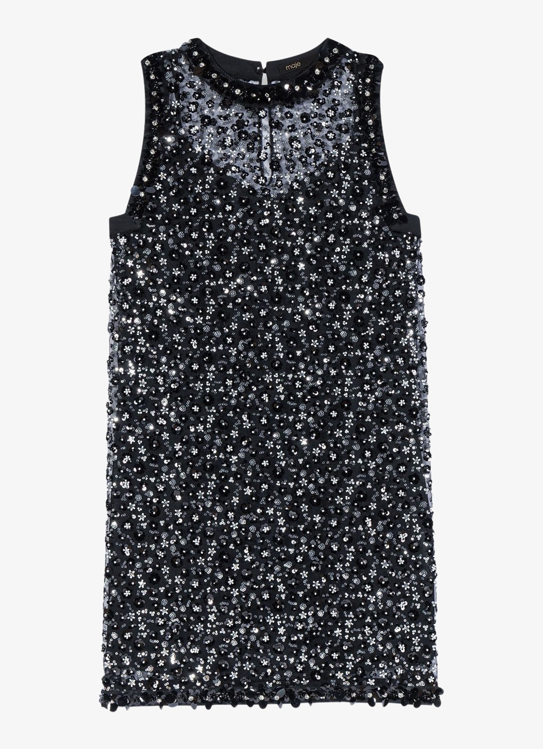 Maje Mini jurk met strass - voorkant zwart