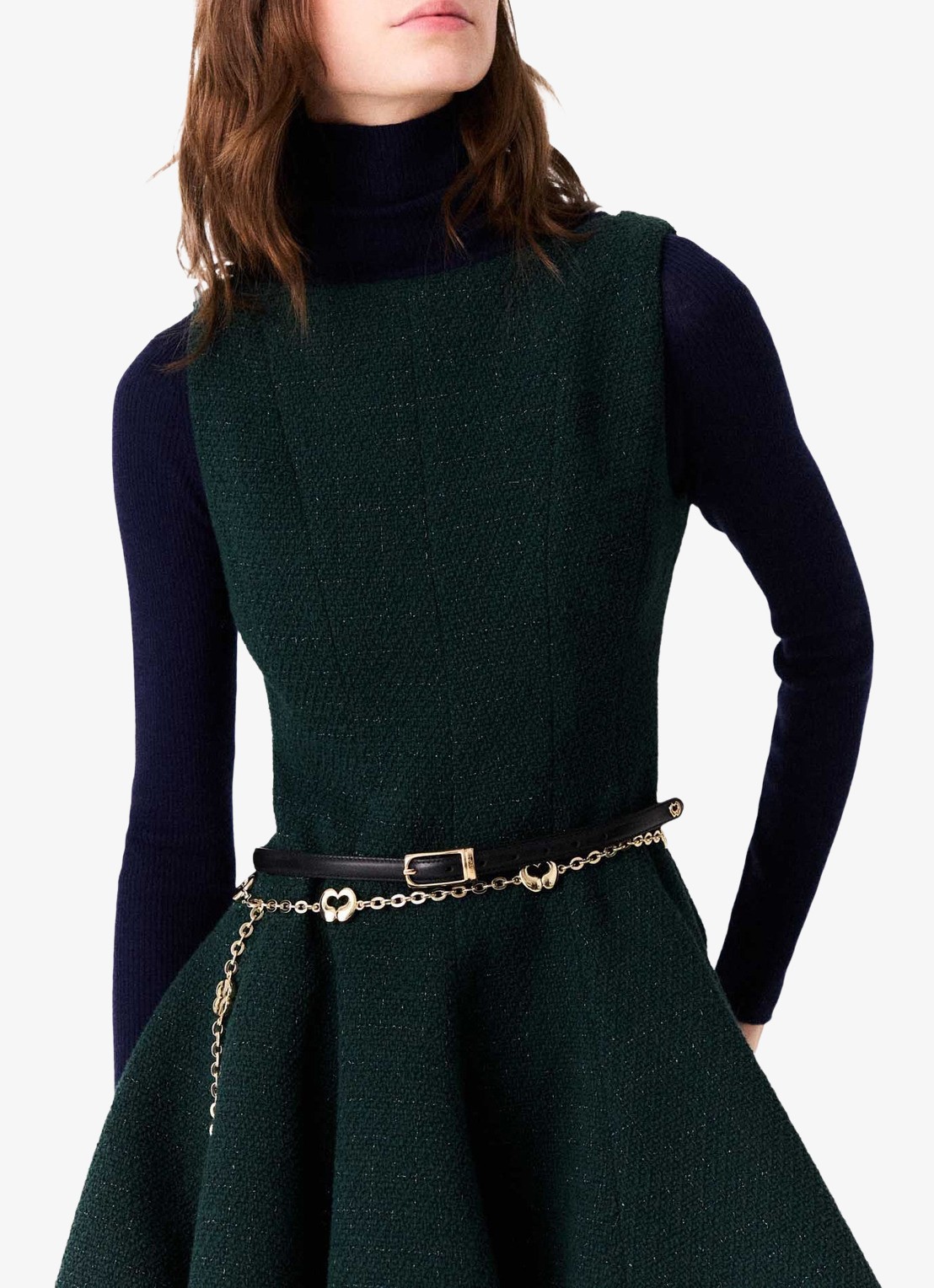 Maje Mini jurk met tweed-look en lurex - detail 4 donkergroen