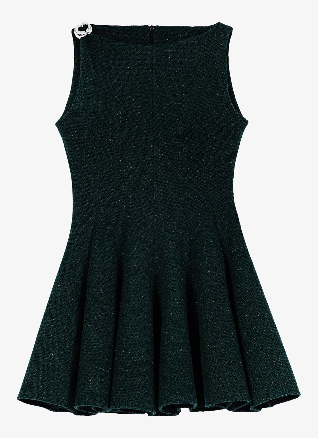 Maje Mini jurk met tweed-look en lurex - voorkant 6 donkergroen