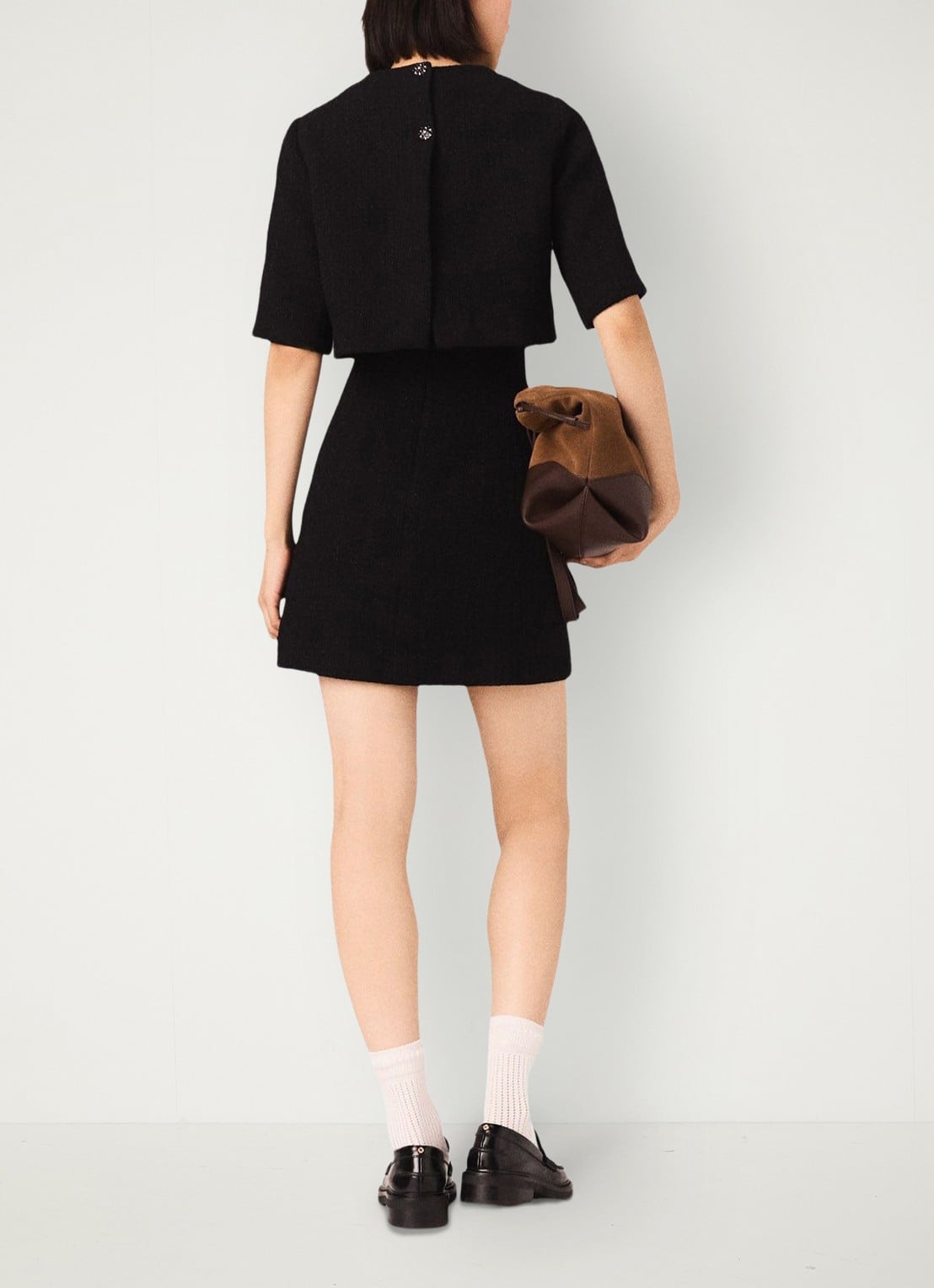 Maje Mini jurk met tweed-look - achterkant zwart