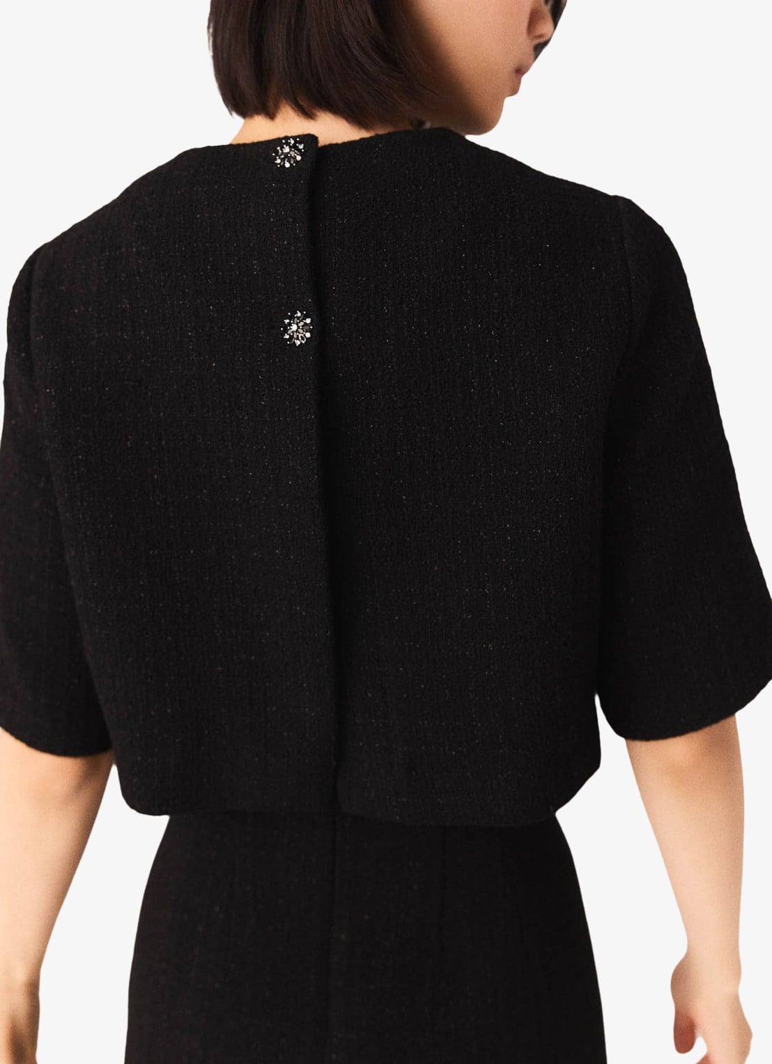 Maje Mini jurk met tweed-look - detail 4 zwart