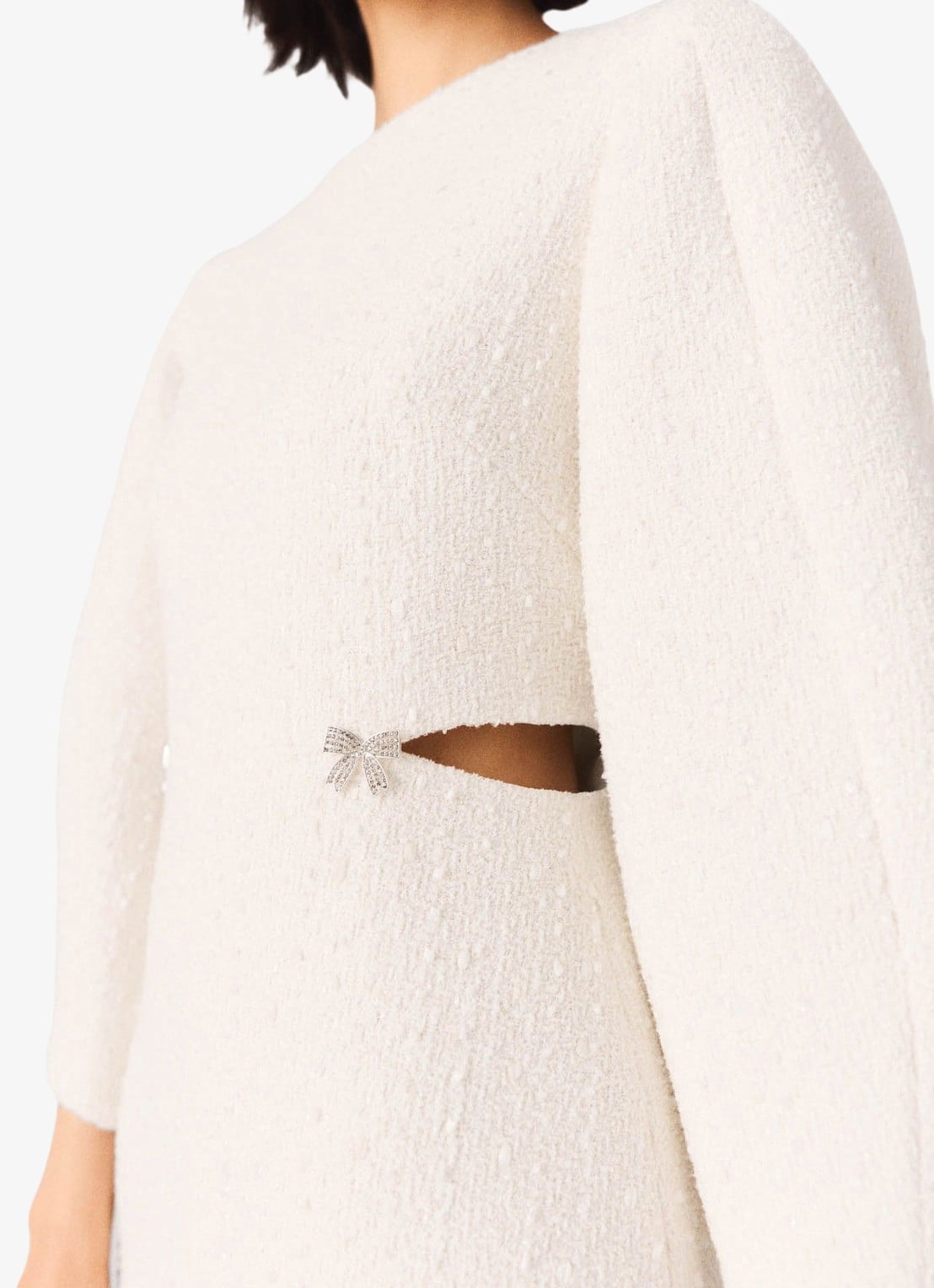 Maje Mini jurk met tweed-look - detail 6 creme