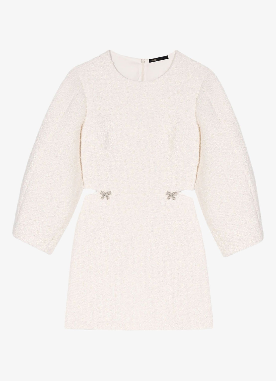 Maje Mini jurk met tweed-look - voorkant 2 creme