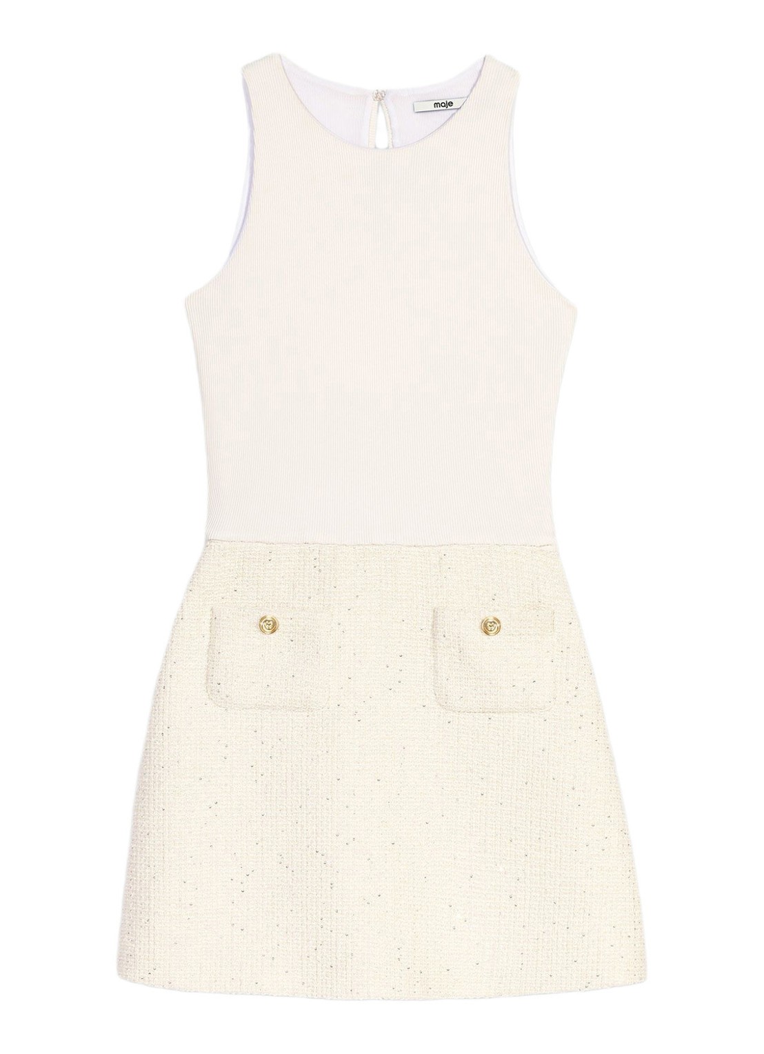 Maje Mini jurk met tweed-look - detail beige