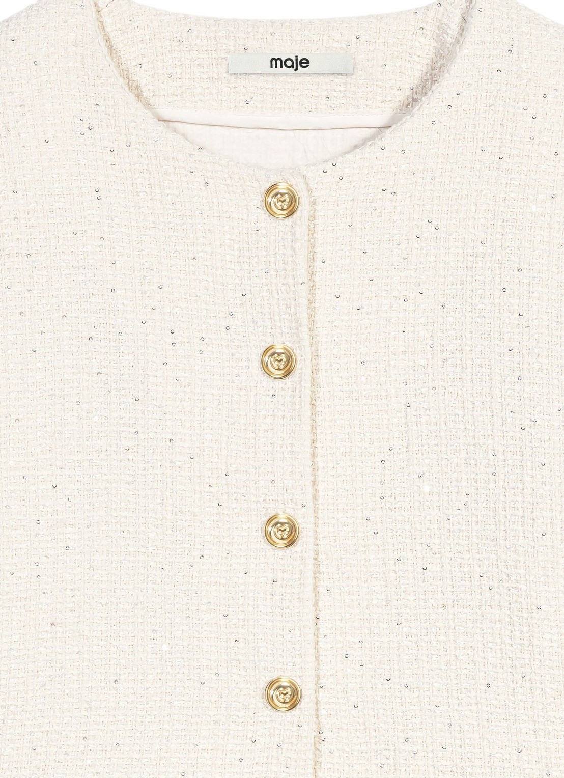 Maje Mini jurk met tweed-look - detail 5 beige
