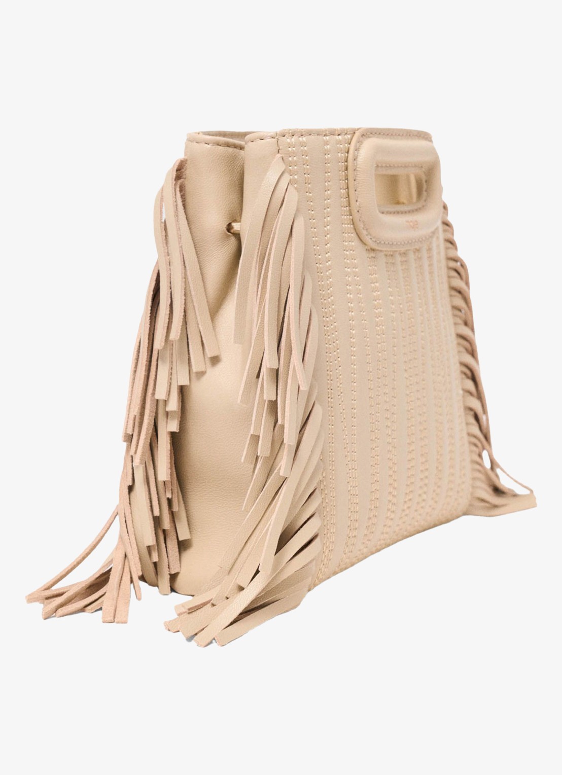 Maje Mini M tas van getikte leder - detail 4 creme