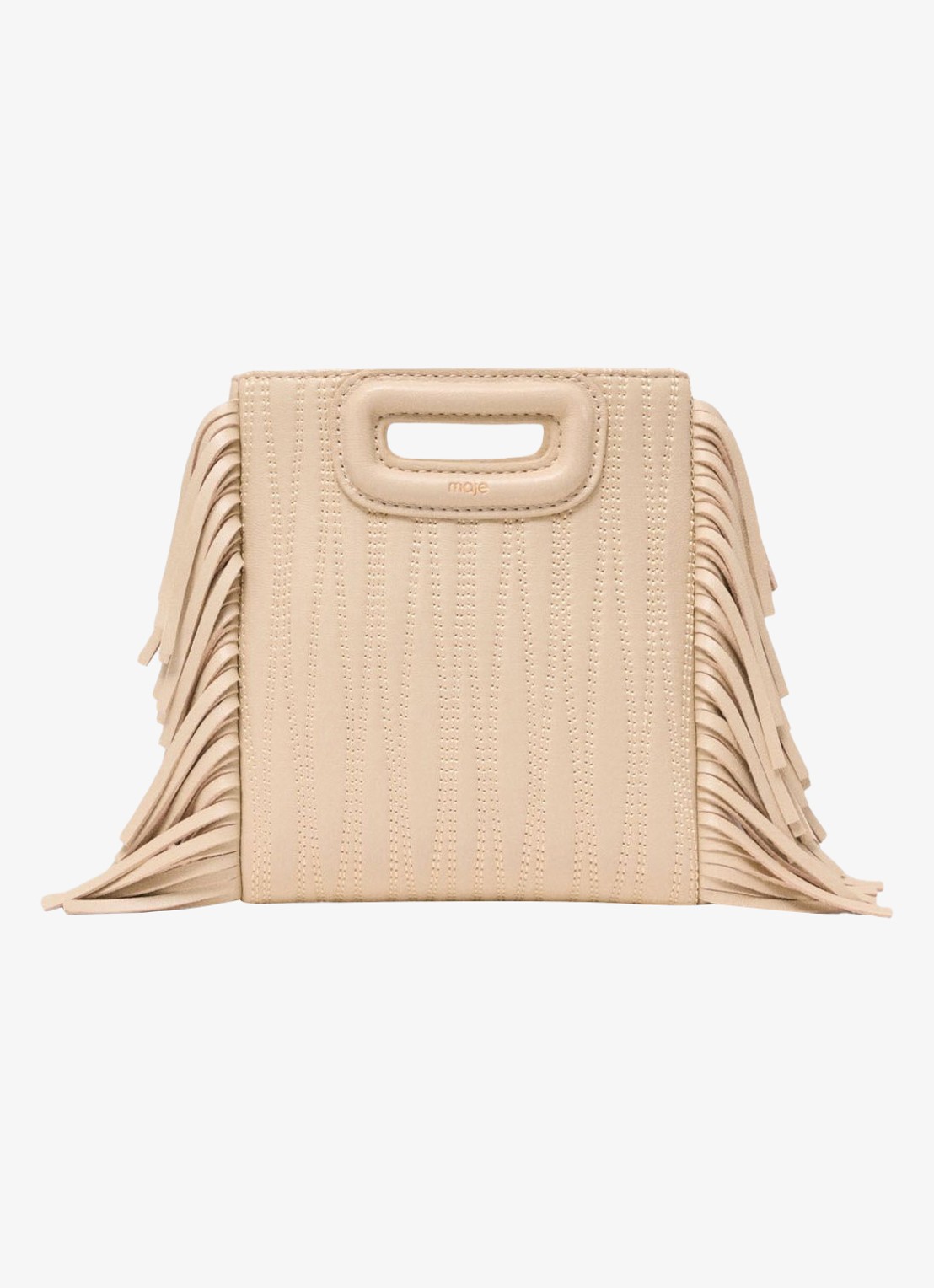 Maje Mini M tas van getikte leder - voorkant creme
