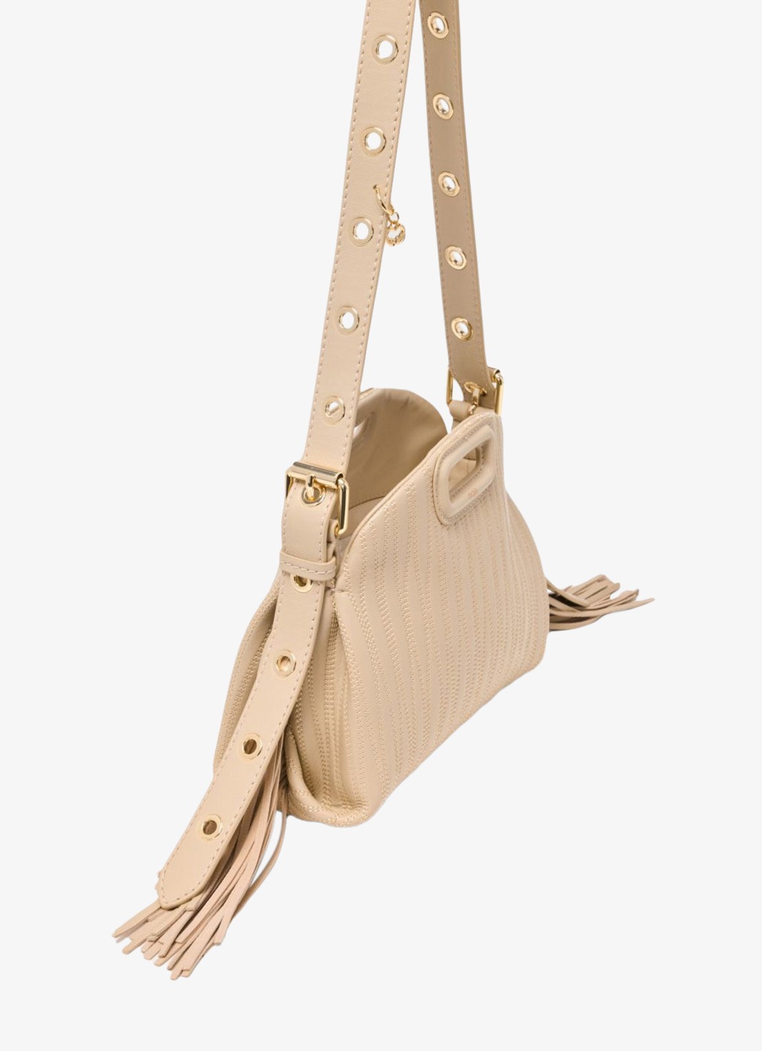 Maje Mini Miss M tas van getikte leder - detail 2 creme