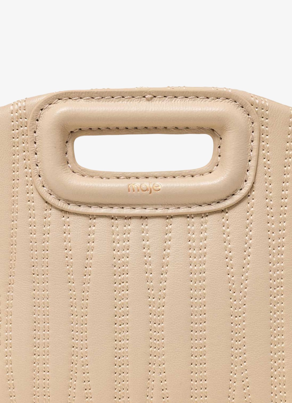 Maje Mini Miss M tas van getikte leder - detail 4 creme