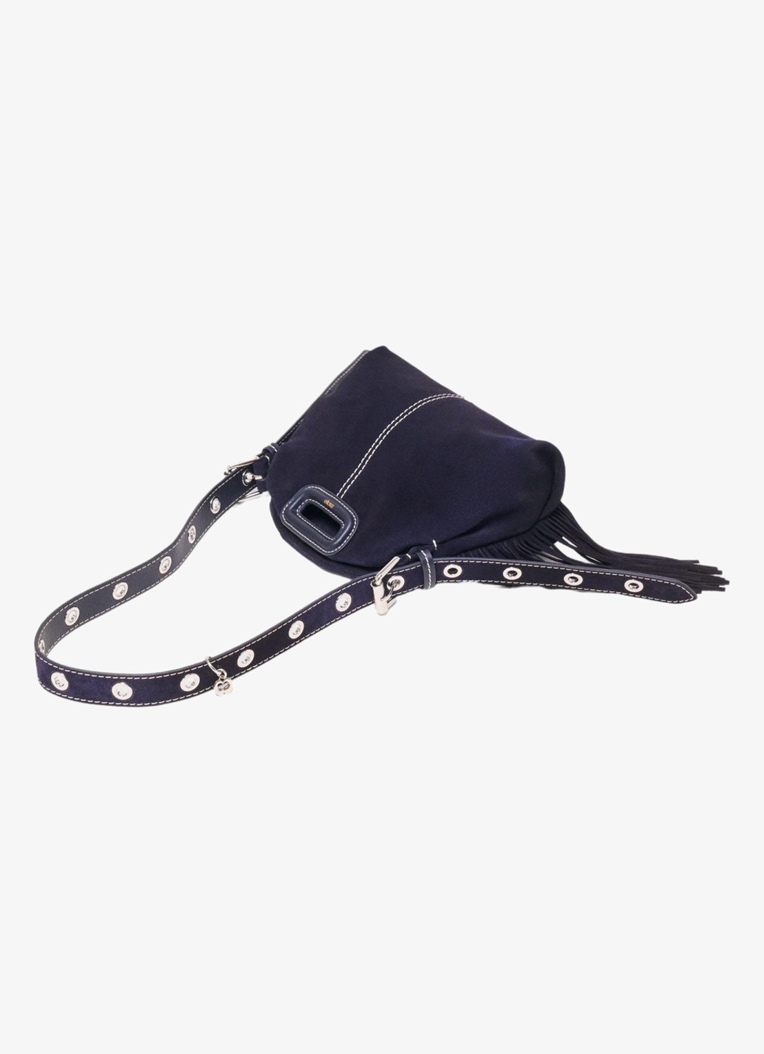 Maje Mini Miss M tas van getikte suède - achterkant 3 marineblauw