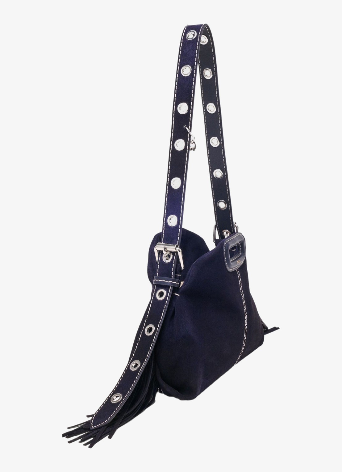 Maje Mini Miss M tas van getikte suède - detail 7 marineblauw