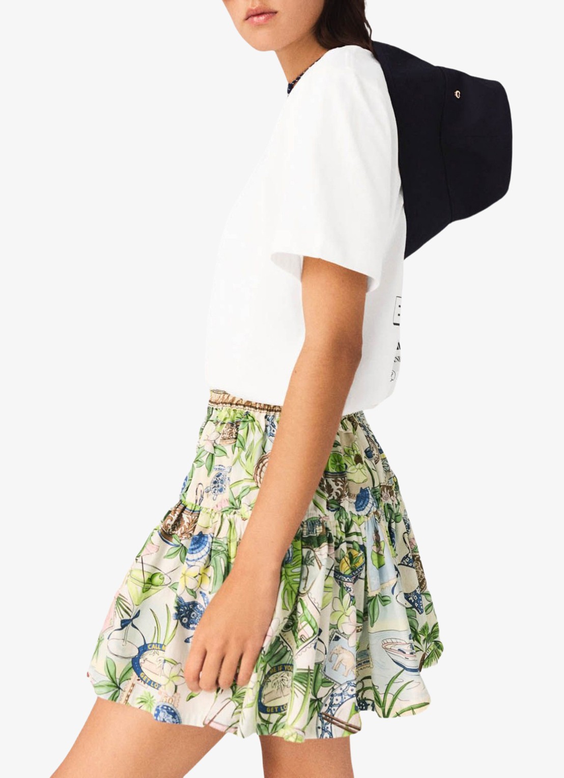 Maje Mini rok met plooien en print - detail 5 groen
