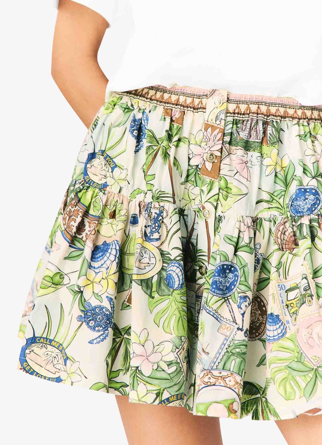 Maje Mini rok met plooien en print - detail 6 groen