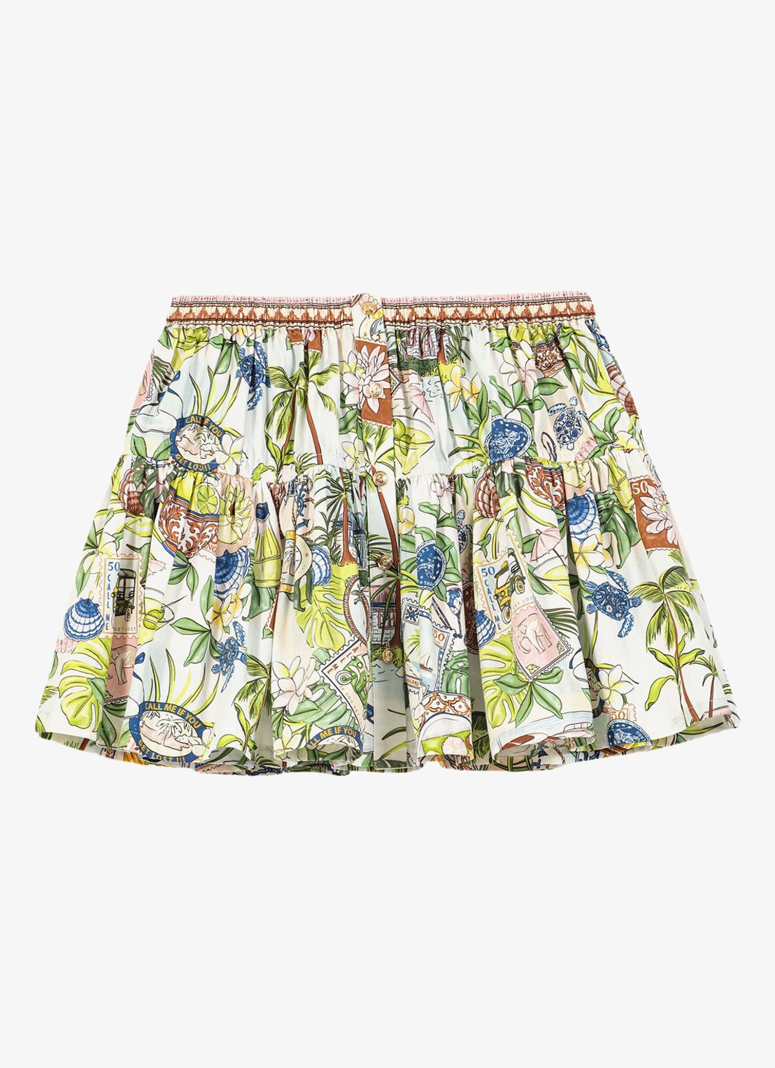 Maje Mini rok met plooien en print - voorkant 2 groen