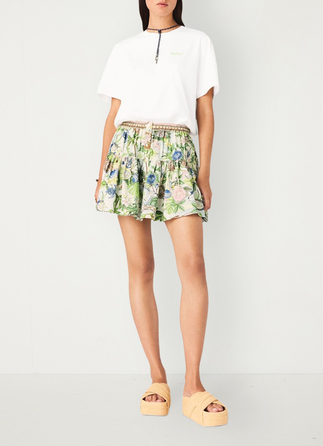 Maje Mini rok met plooien en print - voorkant 3 groen