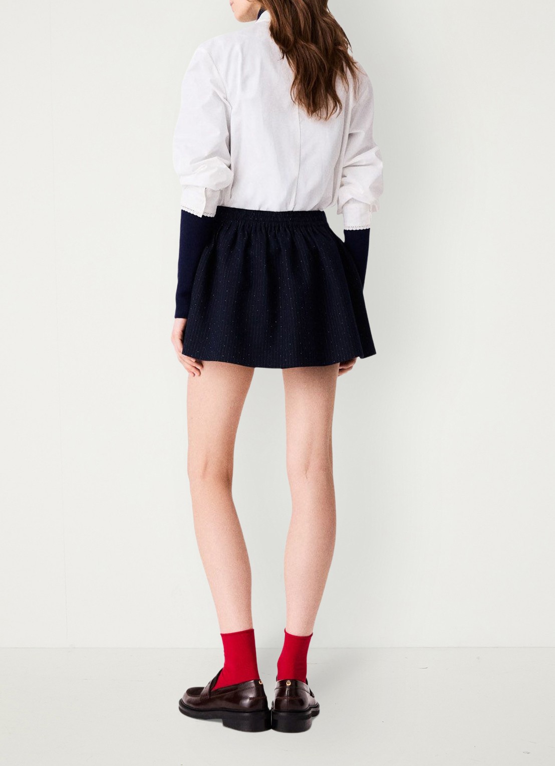 Maje Mini rok met strass - achterkant donkerblauw