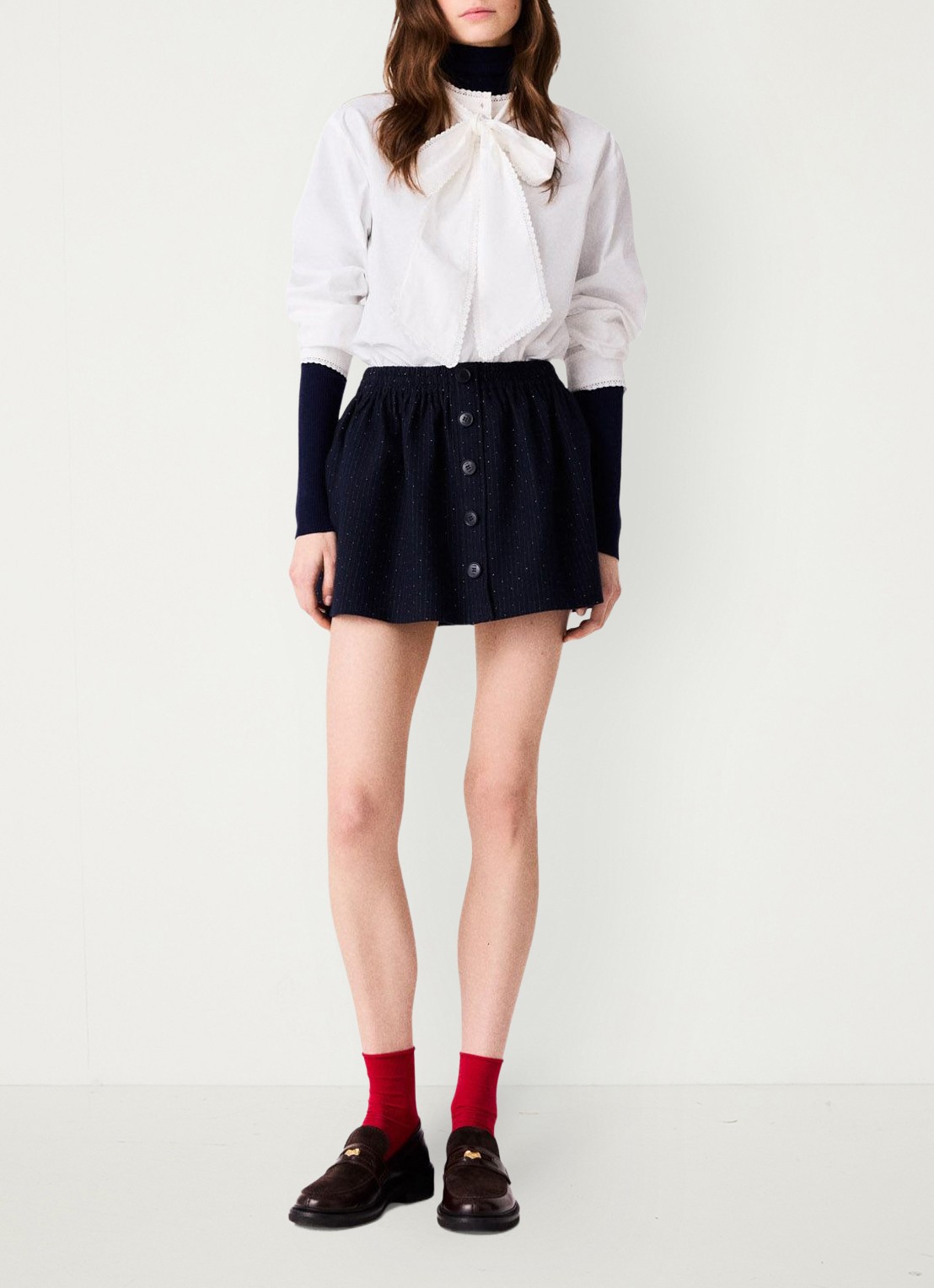 Maje Mini rok met strass - voorkant 8 donkerblauw