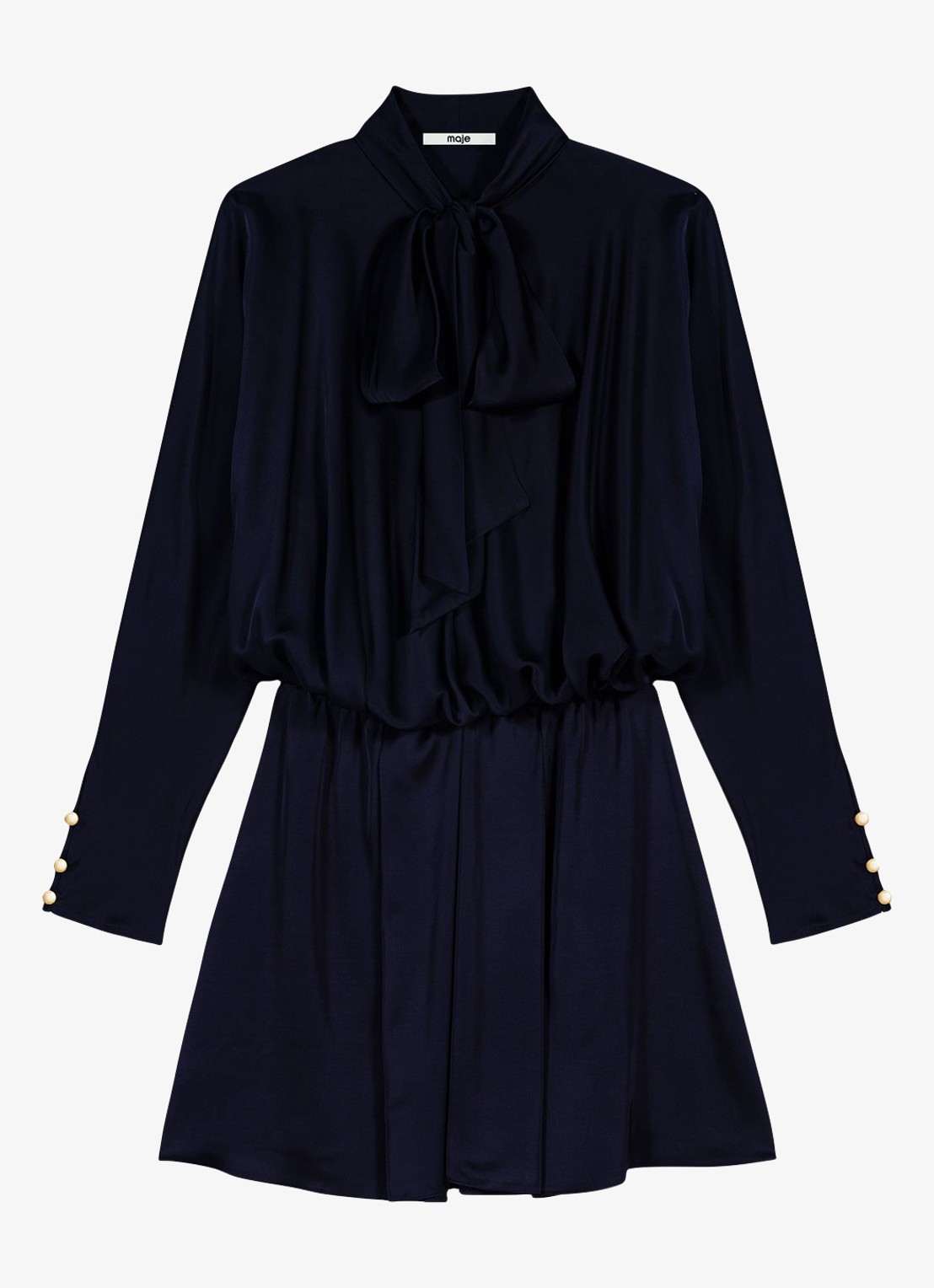 Maje Mini tuniekjurk met sjaalkraag - voorkant 6 donkerblauw
