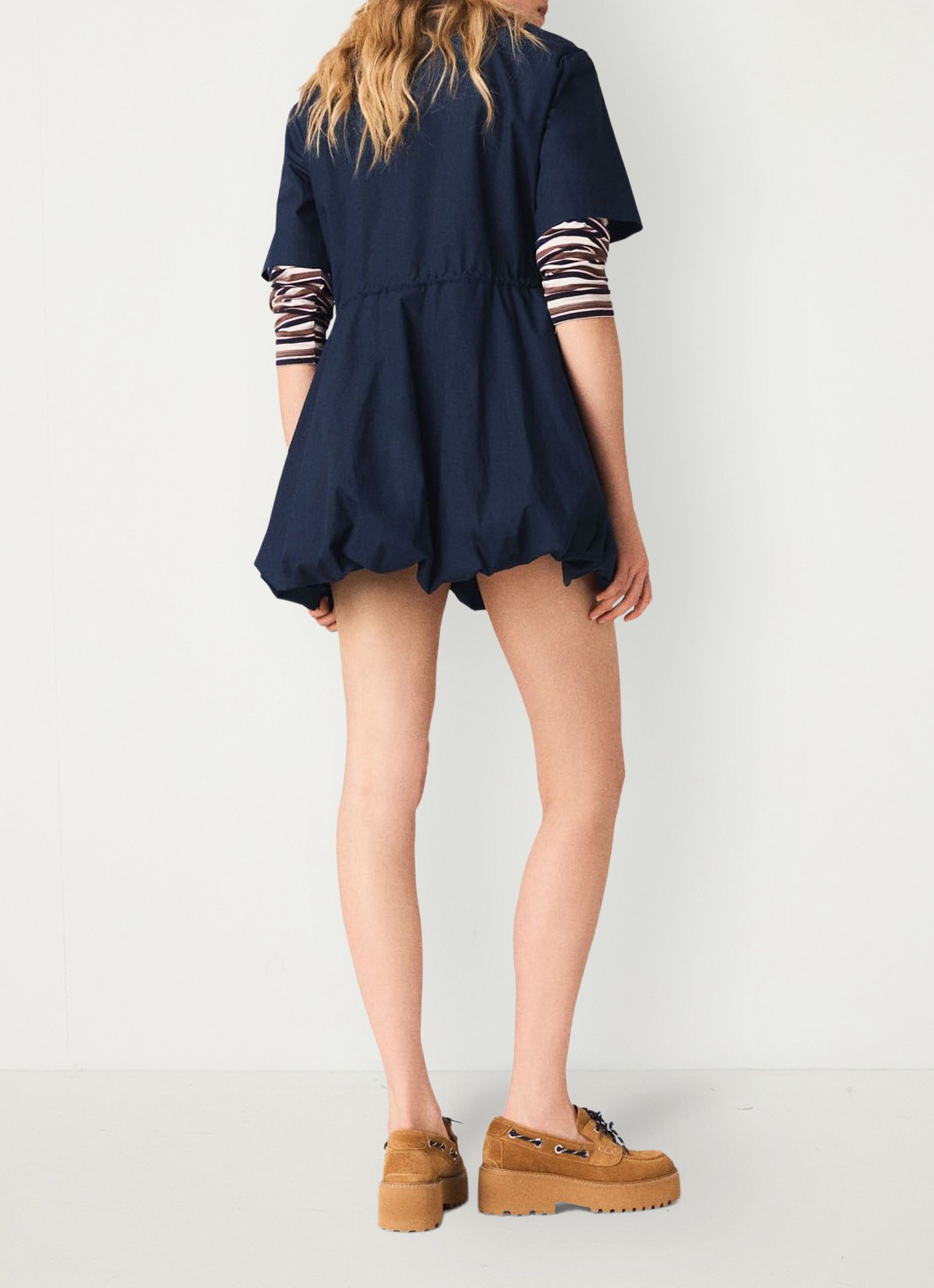 Maje Mini tuniekjurk met trekkoord - achterkant blauw