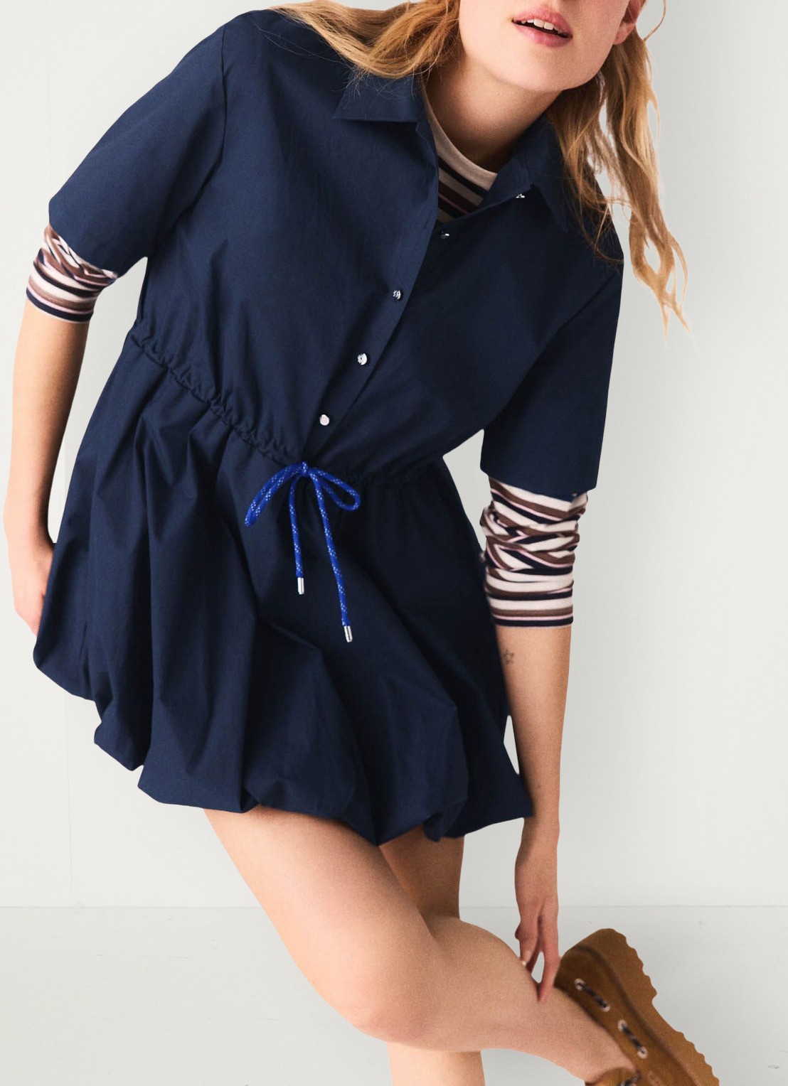 Maje Mini tuniekjurk met trekkoord - detail 6 blauw