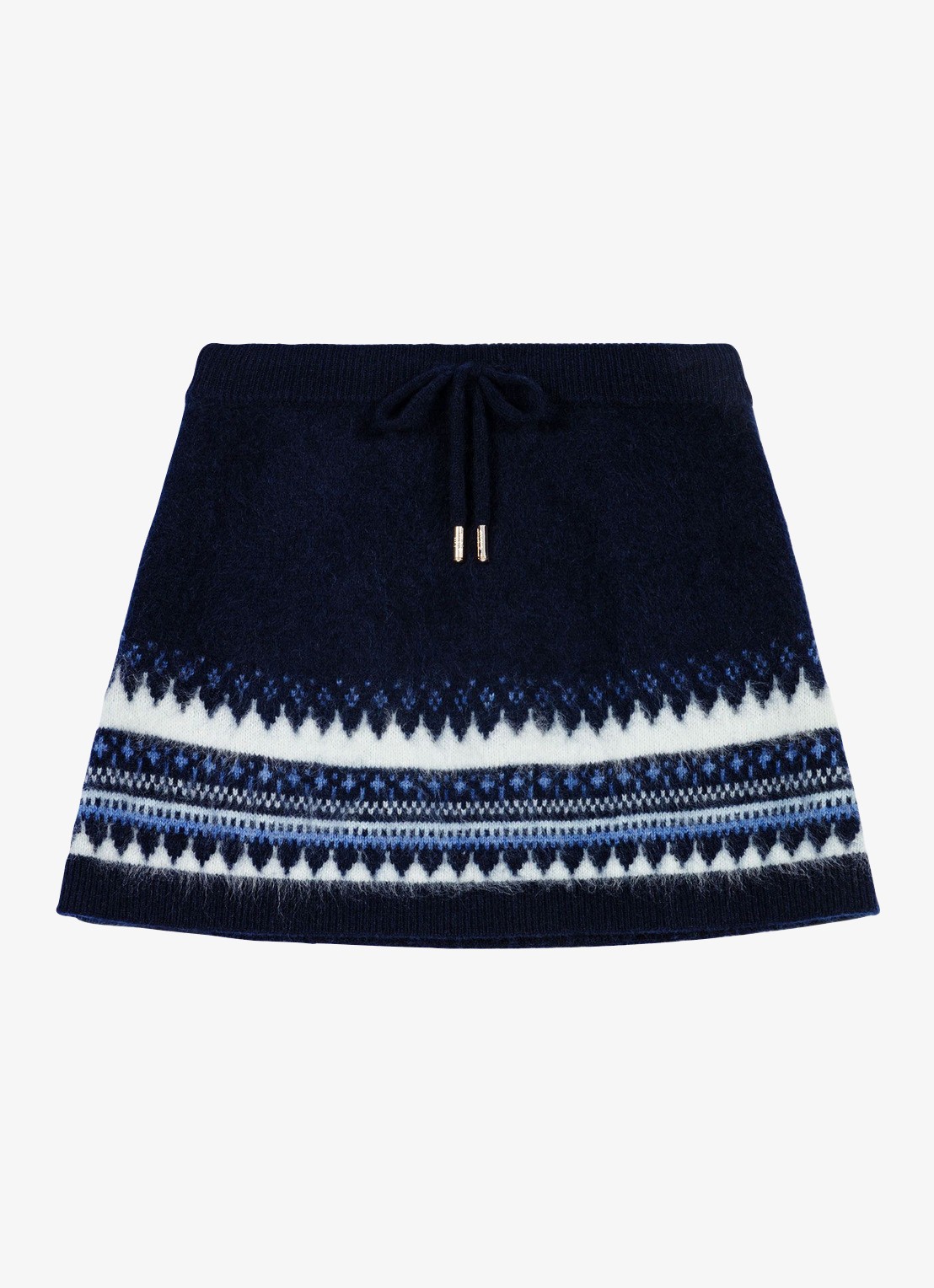 Maje Minirok met ingebreide print en trekkoord - voorkant donkerblauw