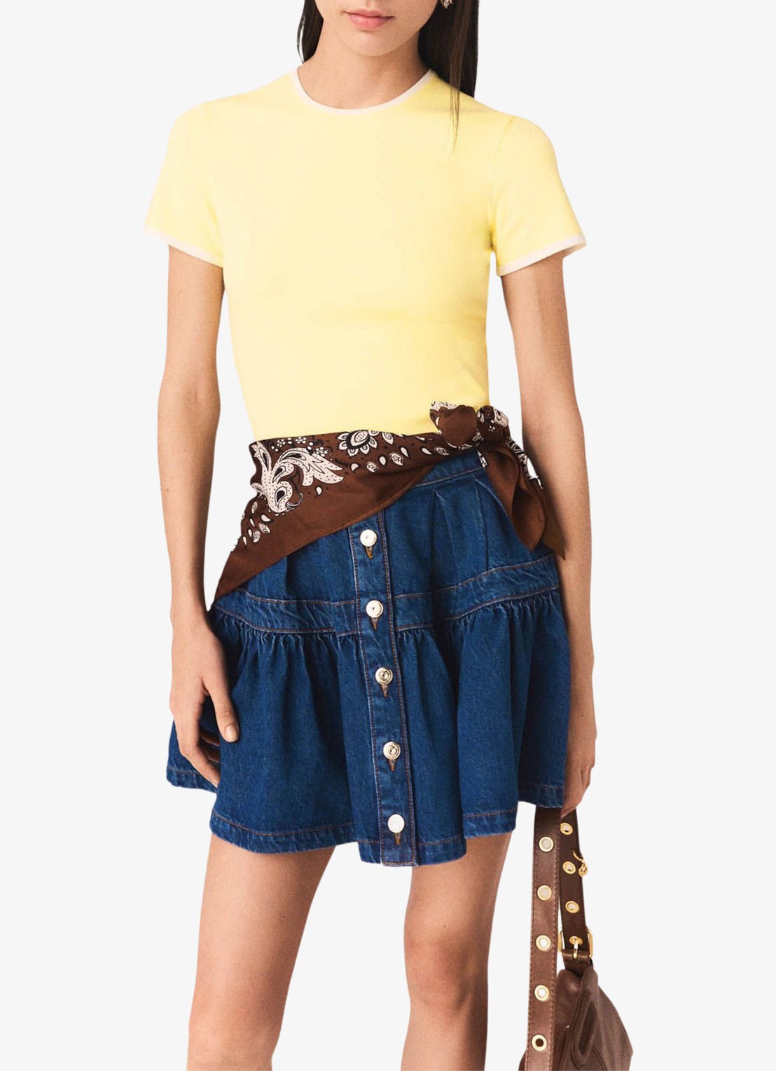 Maje Mipose T-shirt met cut-out detail - detail licht geel