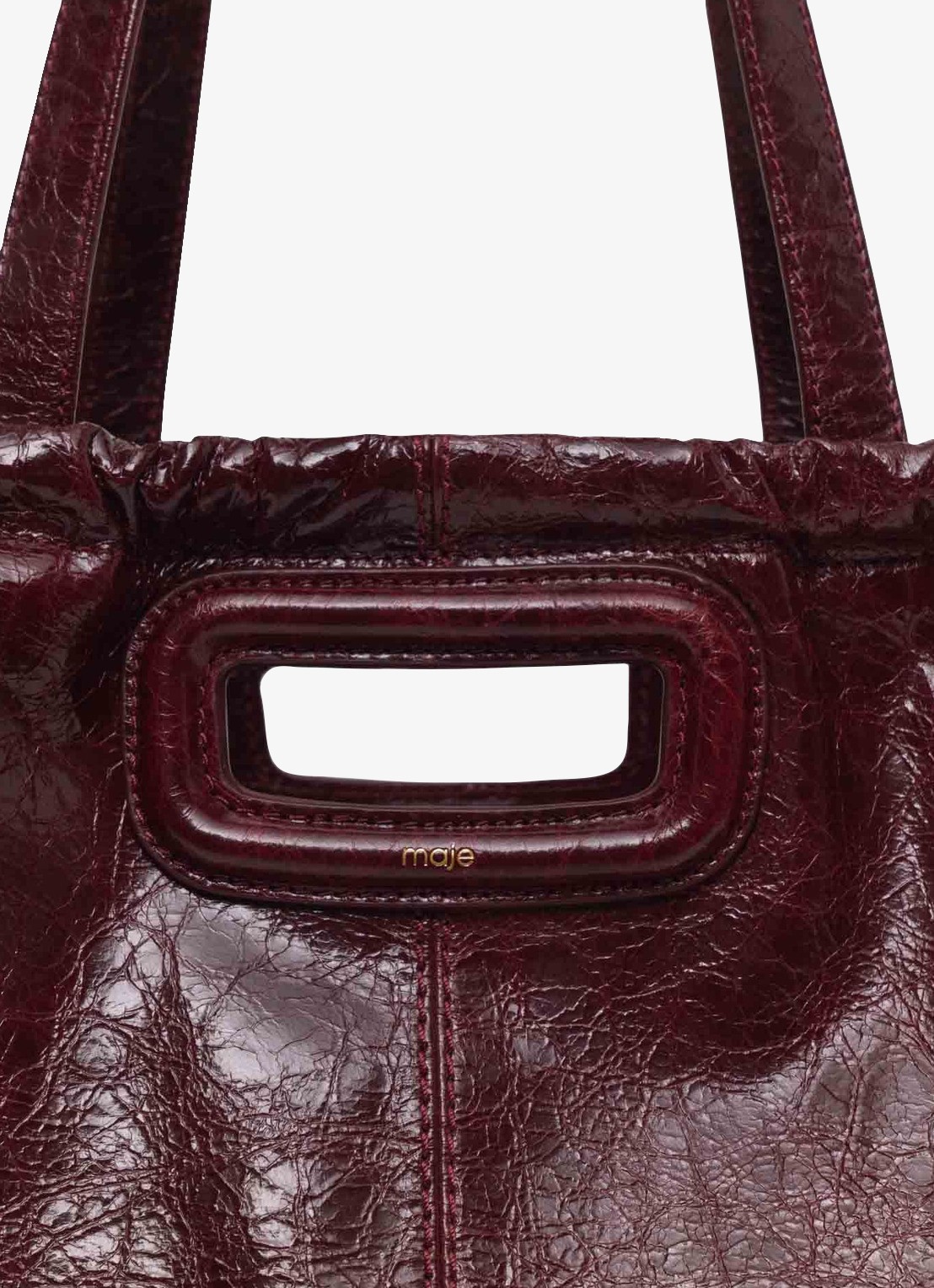 Maje Miss M Cabasused schoudertas van leer - detail 6 bordeauxrood