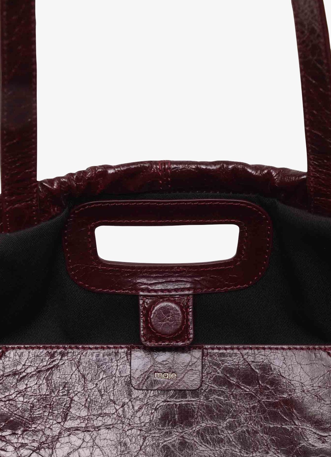 Maje Miss M Cabasused schoudertas van leer - detail 7 bordeauxrood