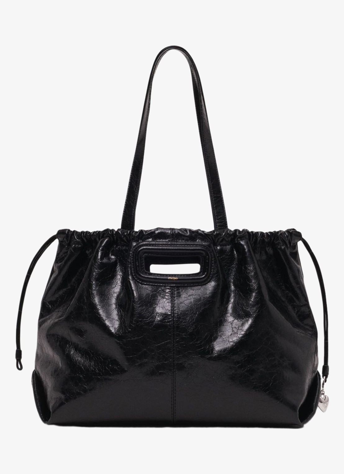 Maje Miss M Cabasused schoudertas van leer - voorkant 6 jeans