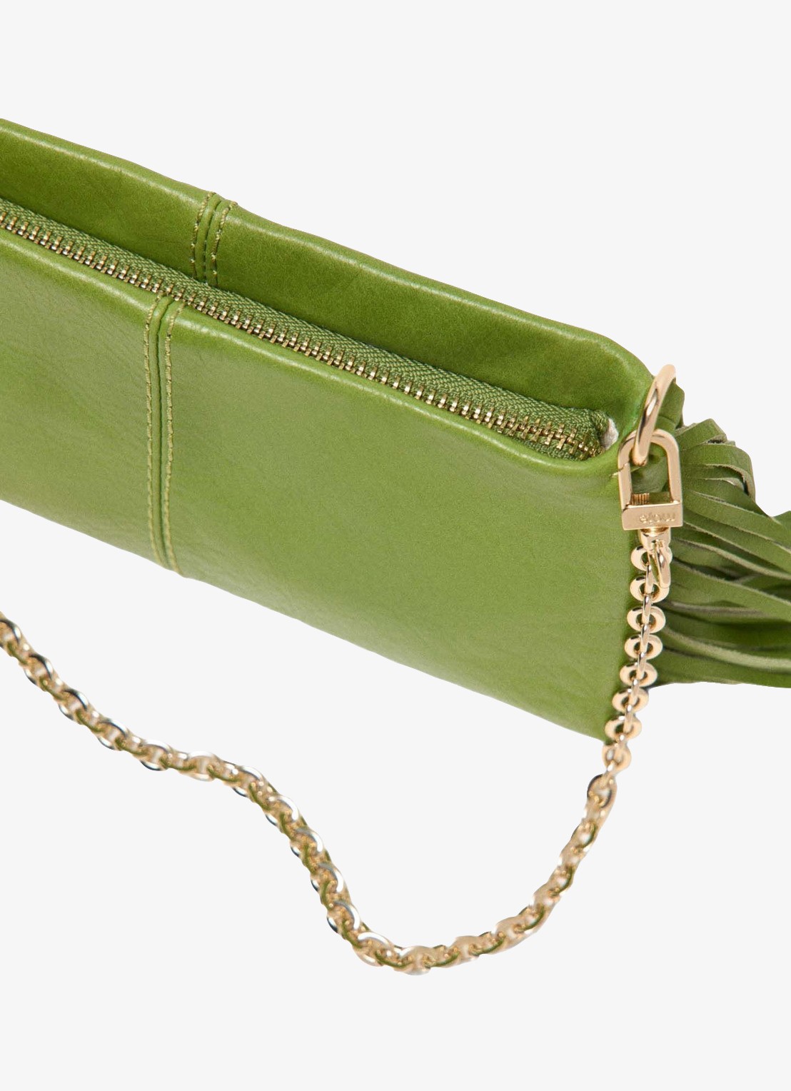Maje Miss M clutch van leer met franjes - detail 3 groen