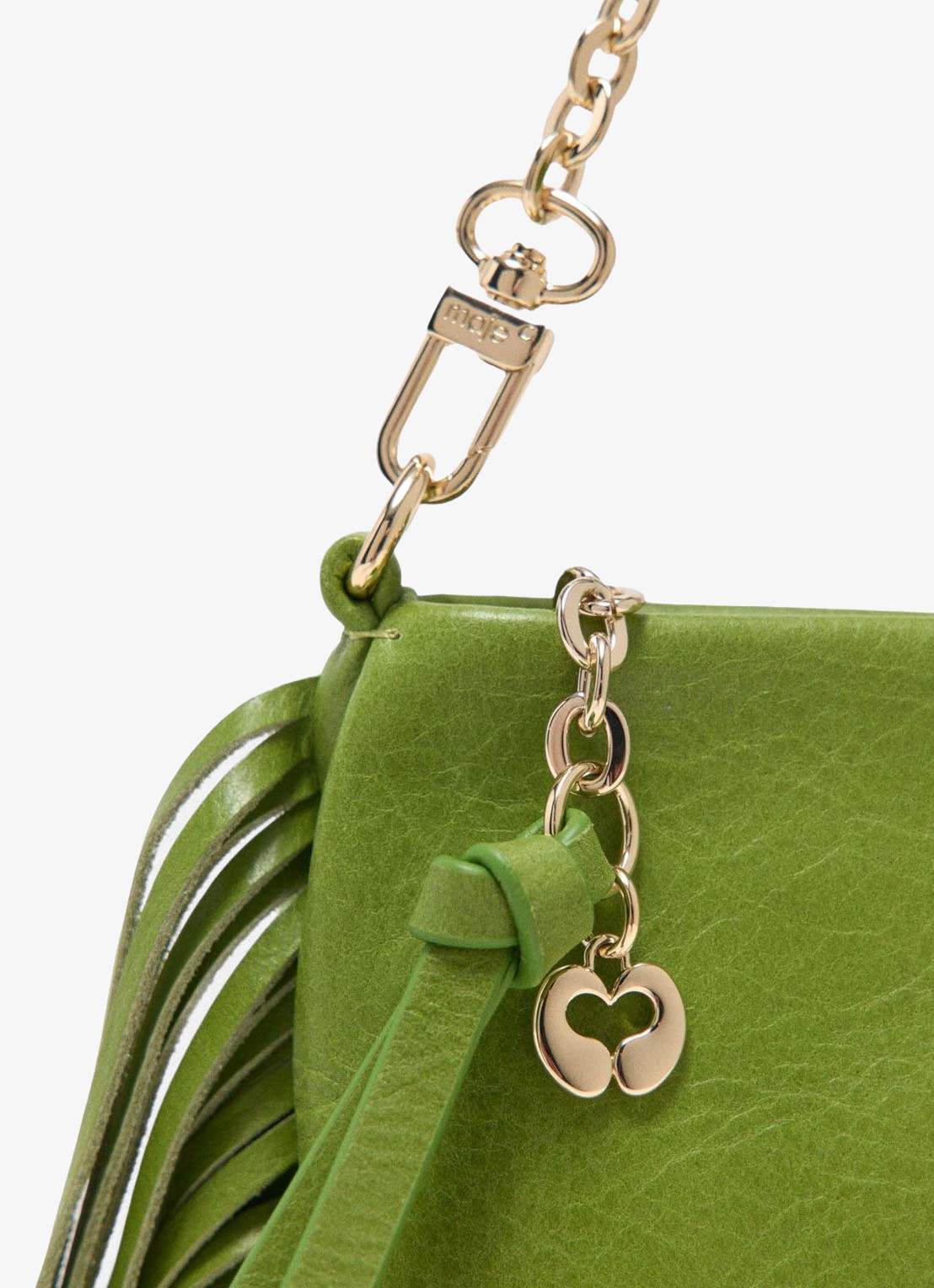 Maje Miss M clutch van leer met franjes - detail 4 groen