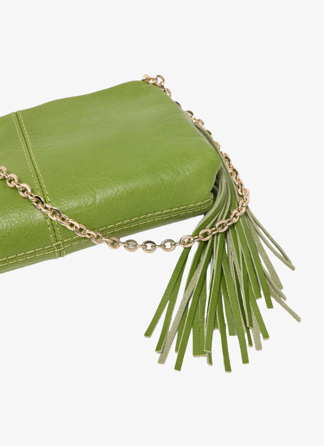 Maje Miss M clutch van leer met franjes - detail 6 groen