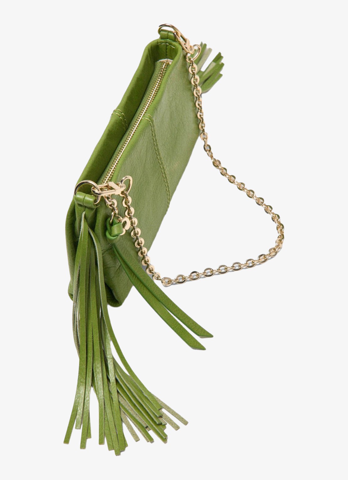 Maje Miss M clutch van leer met franjes - detail 7 groen