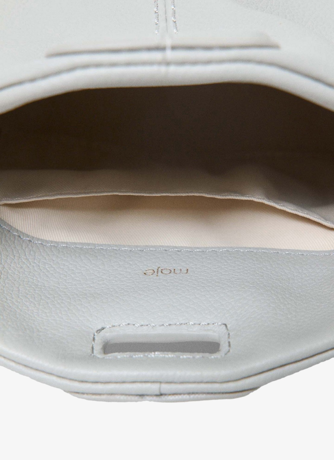 Maje Miss M Micro schoudertas van leer met afneembare schouderriem - detail 5 lichtgrijs