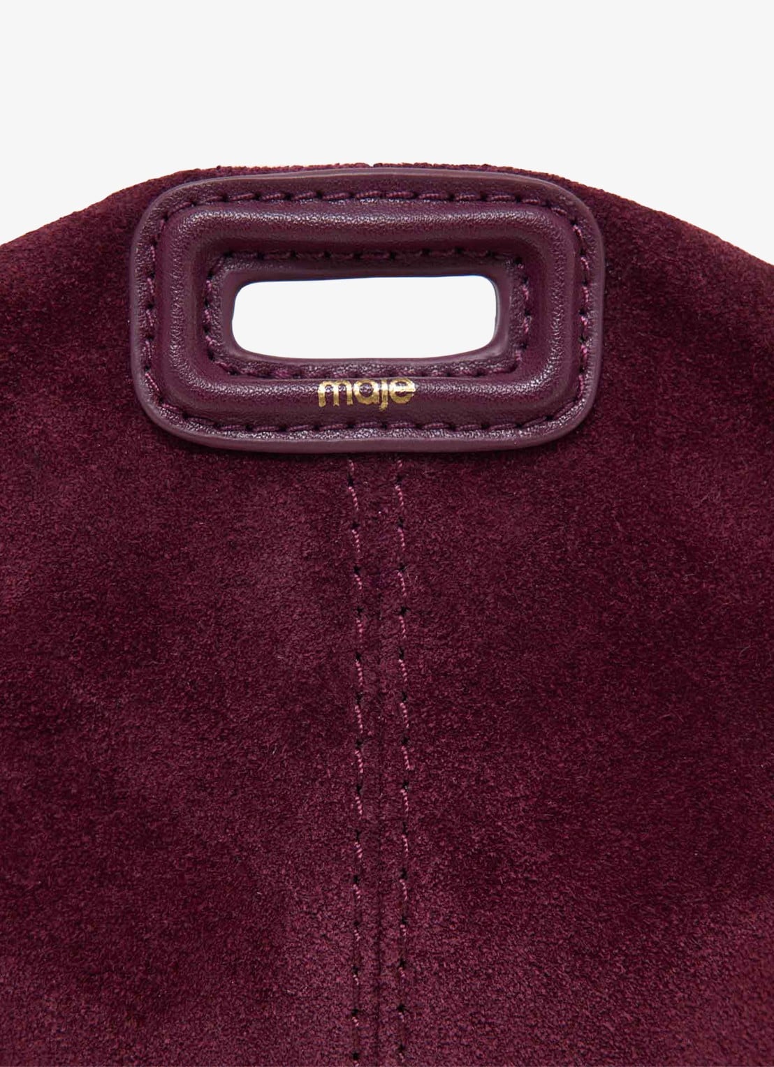 Maje Miss M Micro tas van suède met verstelbaar handvat - detail 2 aubergine