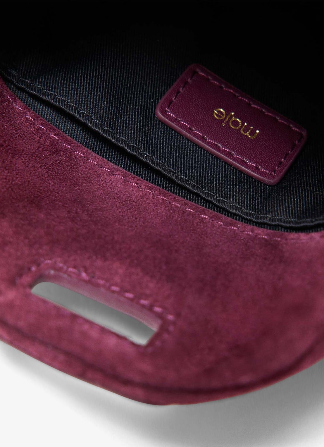 Maje Miss M Micro tas van suède met verstelbaar handvat - detail 6 aubergine