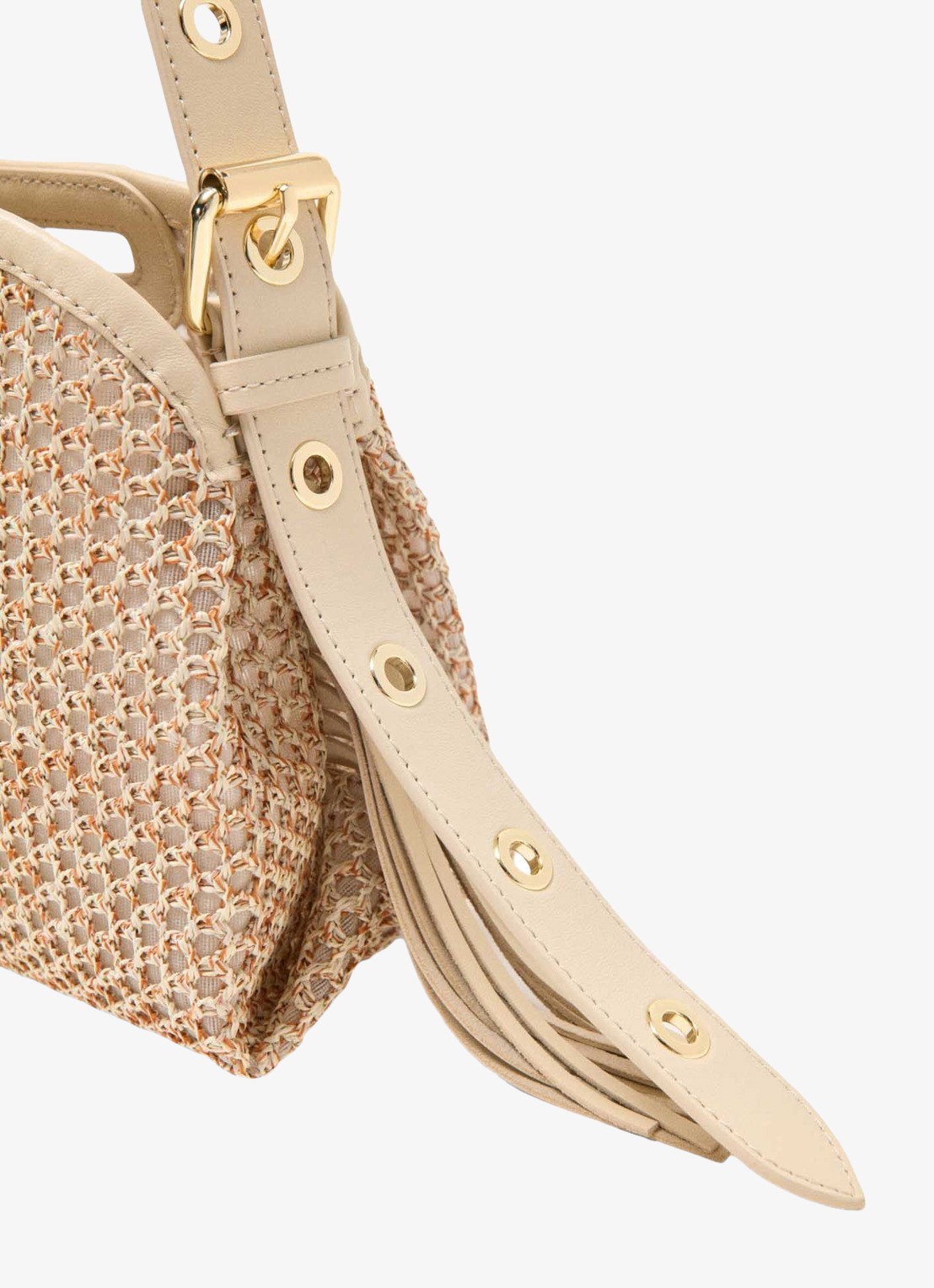 Maje Miss M Mini handtas met gevlochten detail - detail 4 beige