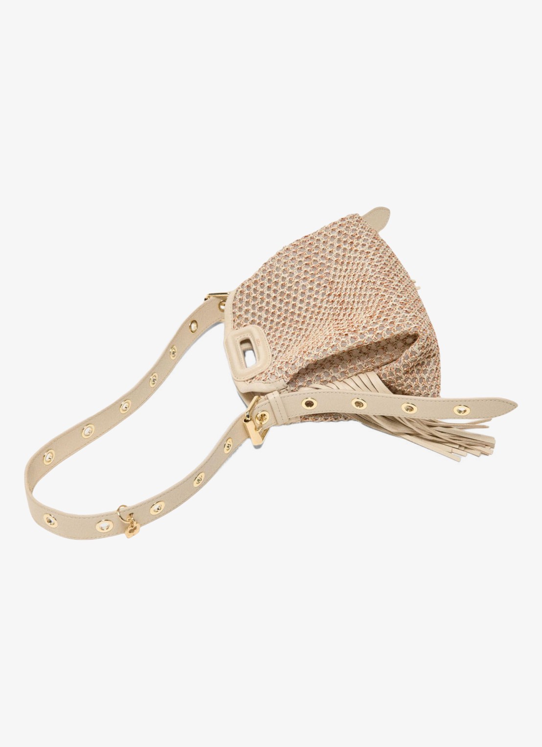Maje Miss M Mini handtas met gevlochten detail - detail 5 beige