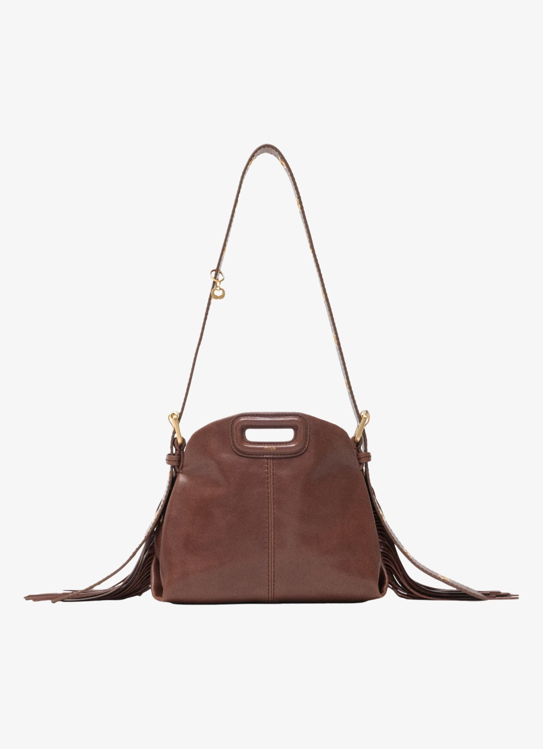 Maje Miss M Mini Vintage City schoudertas van leer - voorkant 5 bruin