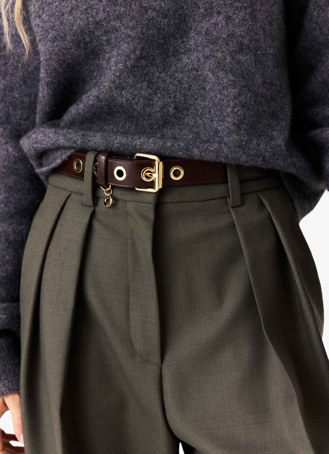 Maje Miss M riem van leer - detail 5 donkerbruin