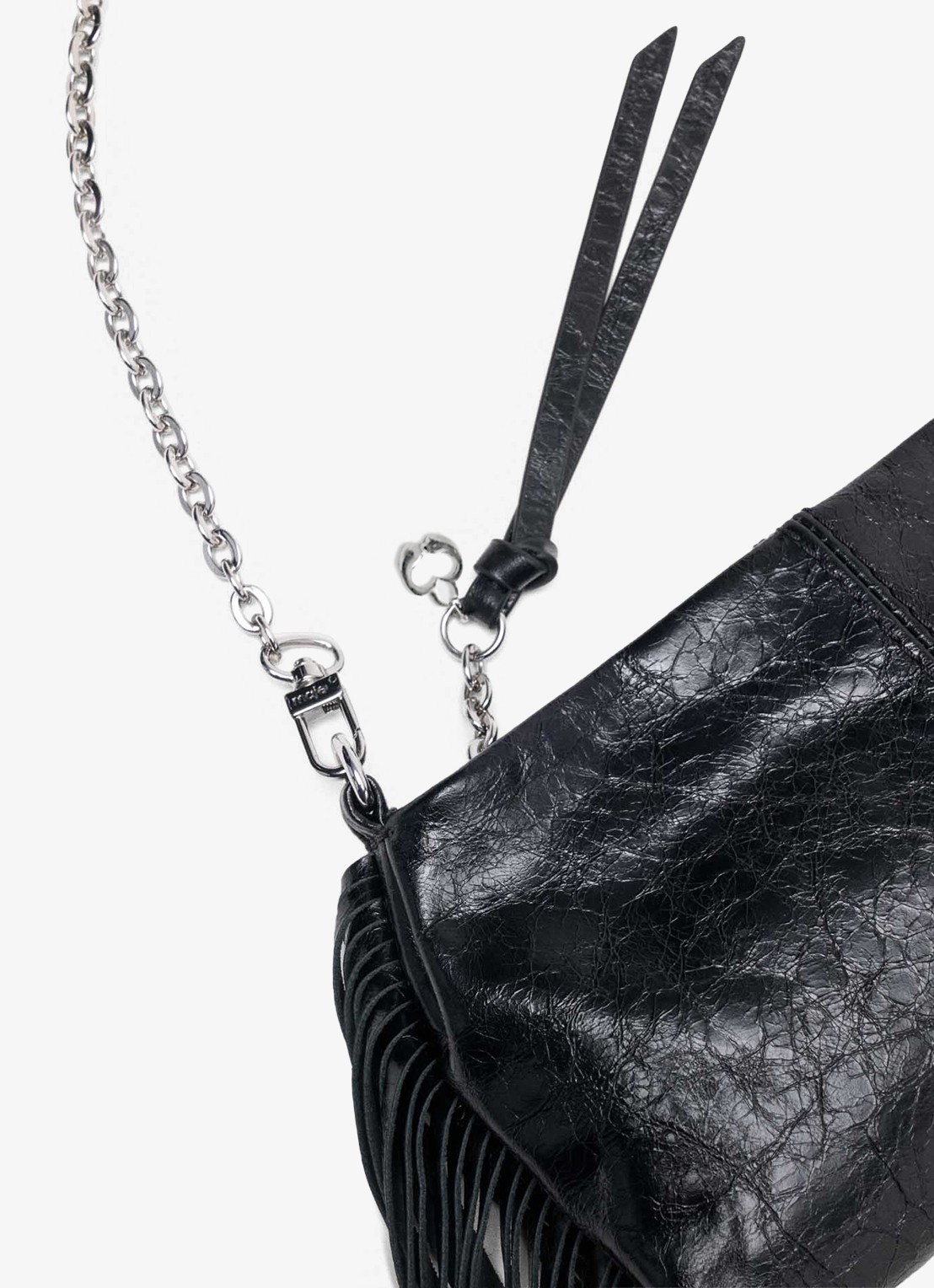 Maje Miss M schoudertas van leer met franjes - detail 5 jeans