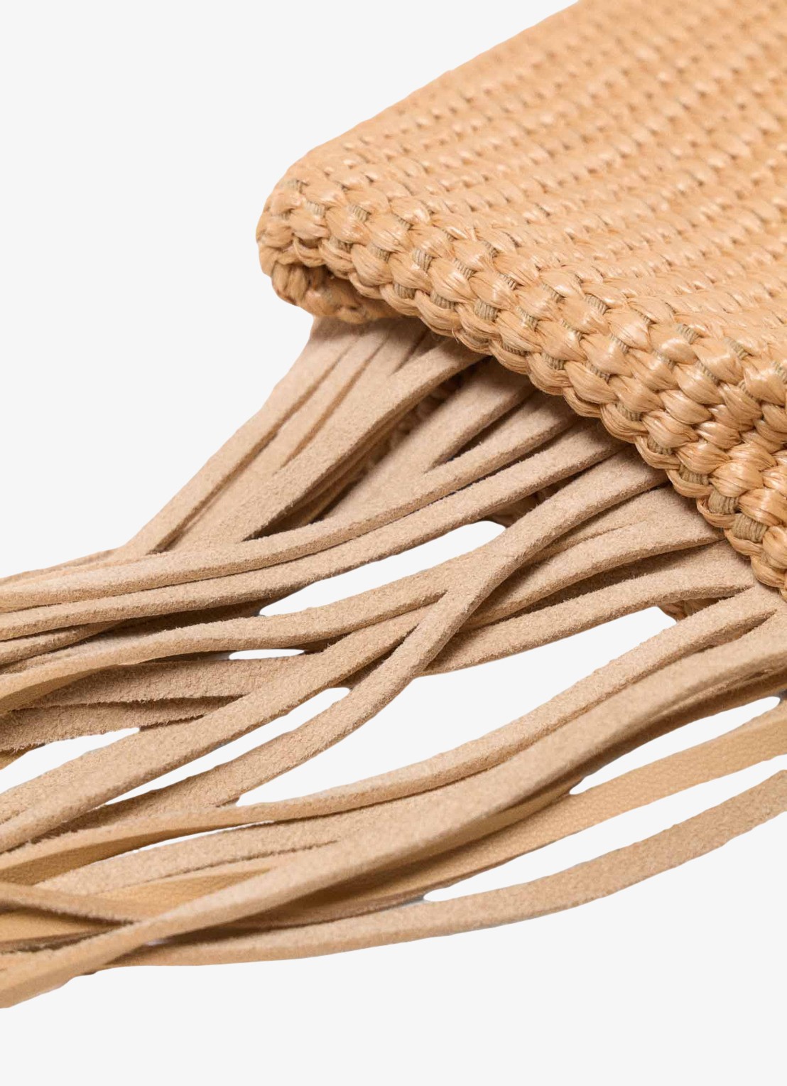 Maje Miss M schoudertas van leer met gevlochten detail  - achterkant beige